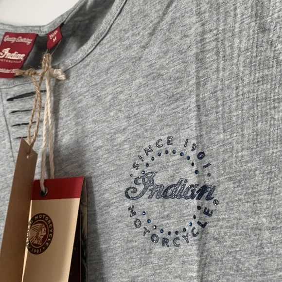 NWT Indian Motercycle Gray Circle Diamante T-Shirt - Picture 5 of 10